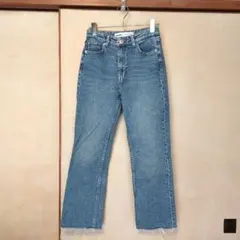 BERSHKA レディース フレアデニム 34 スリムジーンズ フリンジ