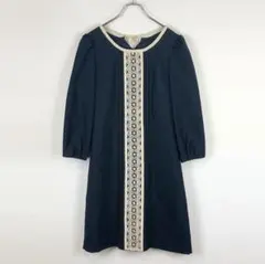 SOUP レース テープリボン ワンピース 濃紺