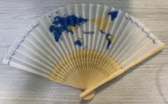扇子　白　世界地図