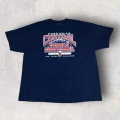 2XL USA 古着 アメフト スクール Tシャツ ネイビー アメカジ カレッジ