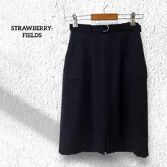 ストロベリーフィールズ【1】膝丈タイトスカート スリット 共布ベルト 日本製