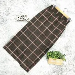 良品❗️【GU】ジーユー チェック柄タイトスカート(S)茶系