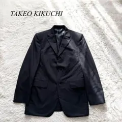 E0【タケオキクチ】スーツジャケット　シングル　黒　3 フォーマル　ウール混合