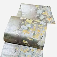 袋帯 京都 西陣 2290 河瀬満織物 長尺 銀糸 霞 葡萄 中古 kp2397