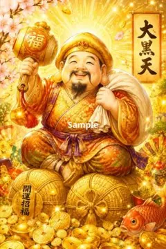 【開運アート】大黒天 打ち出の小槌 金運上昇 インテリア Ｌ判 フレームなし