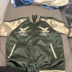 刺繍デザイン スカジャン 緑金