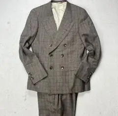 美品>De Petrillo ブラウンチェック ウール スーツ サイズ46 - メルカリ
