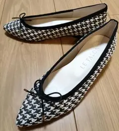 【極美品】LE TALON ハウンドトゥース フラットシューズ パンプス