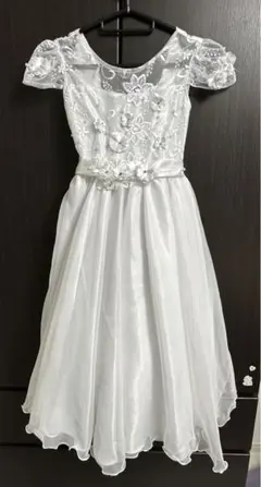 白い花刺繍 エレガントドレス フェミニンスタイル 120cm