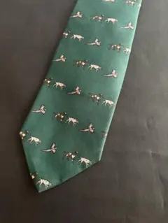 ブルックスブラザーズ　犬と鳥の柄 グリーン ネクタイのサムネイル