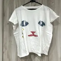 gotohollywood 猫の顔プリント Tシャツ ホワイトのサムネイル