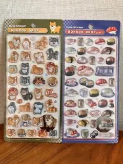 【正規品】 ボンボンドロップシール 和柄　柴犬　お寿司　2枚セット