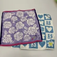 ANNA SUI バラ模様とハート模様のタオルハンカチ2枚セット