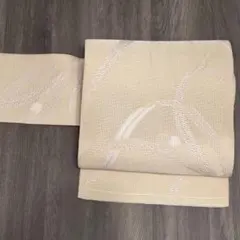 夏物 八寸名古屋帯 紗 正絹 西陣織 クリーム中古so447