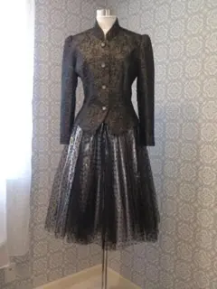 東京ソワール ジャケット ＆ スカート フォーマル シルバー × ブラック 9号