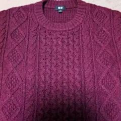 UNIQLO バーガンディ ケーブルニットセーター XL