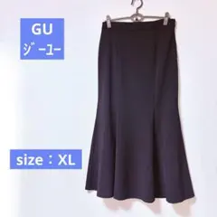 【美品】GU ジーユー カットソー マーメイドロングスカート ブラック 黒 XL