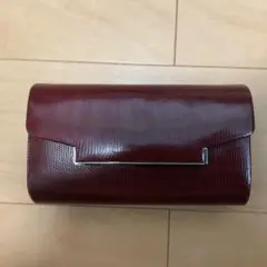 エレガント ワインレッド レザー調 クラッチバッグ
