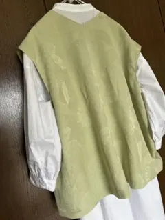 着物リメイク　Ｖネック　グリーン　淡緑　ブラウス