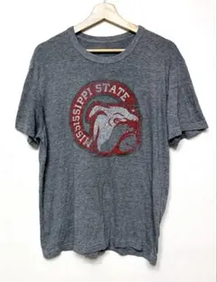 ミシシッピ州立大学 ロゴ Tシャツ グレー　ユニセックス　半袖　ブルドッグ