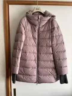 【新品】HERNO ヘルノ くすみベビーピンク色フード付ダウンコート