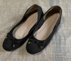 K2.美品　リボン付きバレーシューズ　ブラック　Lサイズ