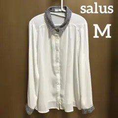 salus ツイード襟 袖 シアーシャツ M