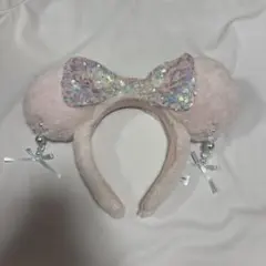 ミニー カチューシャ ディズニー スパンコール リボン ふわふわ イヤリング