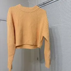 H&M オレンジ リブ編み クロップドセーター