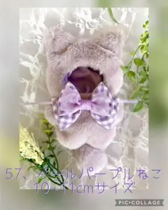57、ねこ　10cmサイズ ぬい服　ぬいきぐるみ　ペールパープル