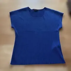 伸縮性プリーツトップス　ブルー　L