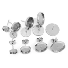 台座 ピアスパーツ ミール皿 ステンレス ハンドメイド 両耳 キャッチ付き