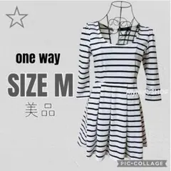 (( 美品 ))ボーダー・7分袖・フレアスカート・ミニワンピ