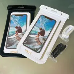 スマホ 防水ケース 2枚セット　白黒