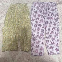 キッズ長ズボン2点セット（花柄・リボン柄） 130センチ　KP エニファム