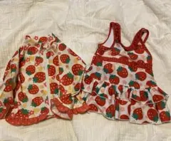 いちご柄 水着とラッシュガードのセット