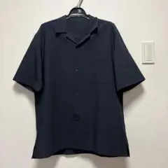 【GU】メンズ　開襟シャツ　ネイビー Lサイズ