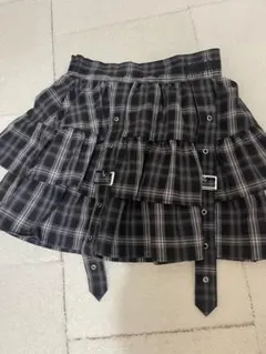 フレアスカート ブラック系チェック サイズ86-93