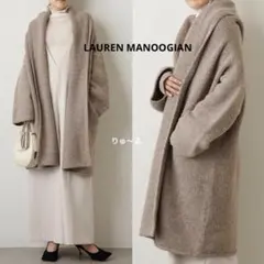 LAUREN MANOOGIAN ローレンマヌージアン ニットガウンコート極美品 LAUREN MANOOGIAN ローレンマヌージアン ニットガウングレージュ