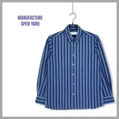 MANUFACTURE OPEN YARD ストライプ 長袖 シャツ 青 46