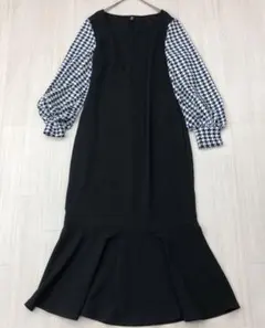 SHEIN シーイン 切替 ロング ワンピース マーメイド 千鳥格子 XL