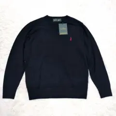 新品タグ付き　EAST BOY　ネイビー　Vネックセーター メリノウール【９号】