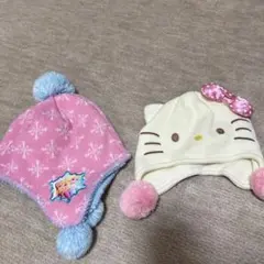 アナと雪の女王と猫デザインのニット帽セット