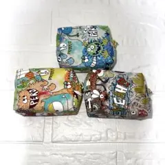 ハンドメイド モンスター柄 ミニポーチ 3点セット　Ｃ