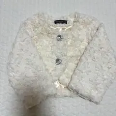 女の子ベビー アウター モコモコ 花柄チック 80cm