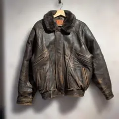 90s uno UOMO G-1 レザージャケット ブラウン Lサイズのサムネイル