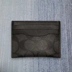 【☆オススメ☆】COACH コーチ カードケース チャコール×ブラック