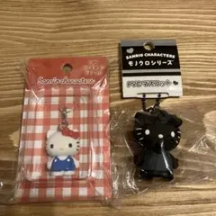 サンリオ　ハローキティ　ミニフィギュアチャーム　PVCマスコット　モノクロセット