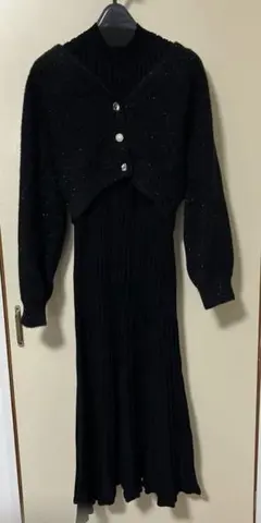 ノースリーブニットワンピース ラメカーディガン　ナチュラルビューティーベーシック