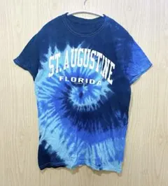 ノーブランド タイダイ Tシャツ クルーネック 半袖 青 綿 フェス